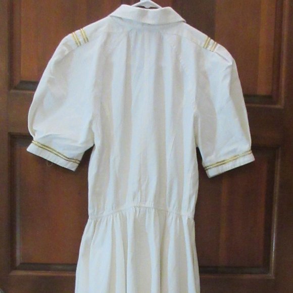 Long White Gold Trim MEGAN MOORE Dress Size 12 - Picture 4 of 5